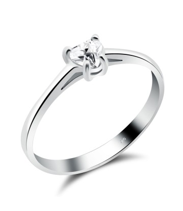 Silver Ring Heart Stone 4mm. CSR-151-4